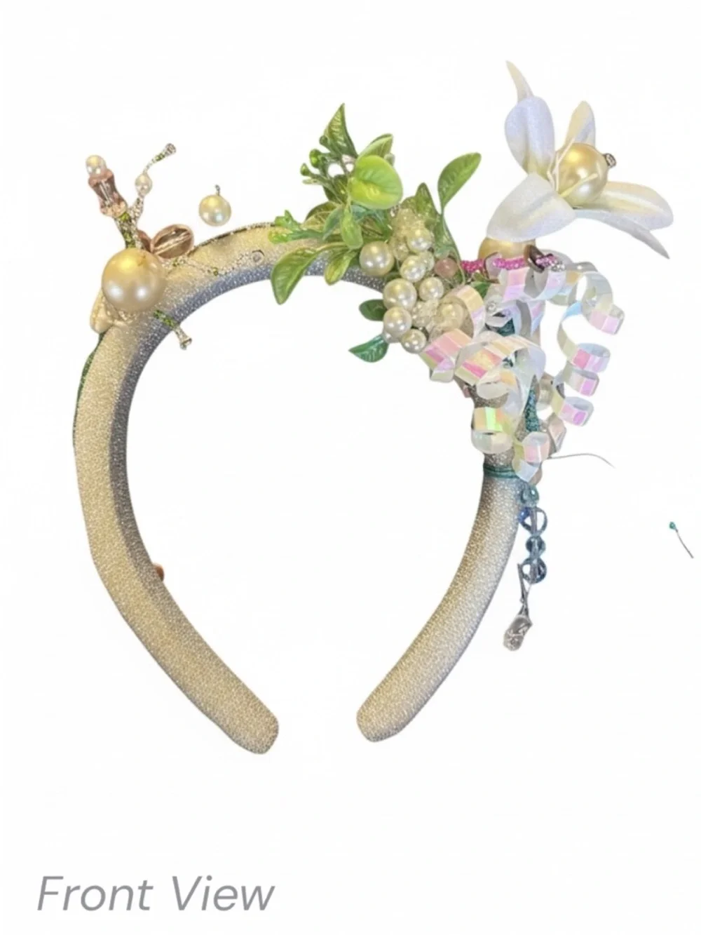 NEW Upcycled Artisan Beaded Floral Festival Crown Wearable Art Hair Accessory OS